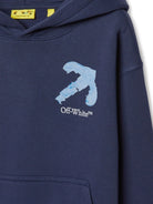 Felpa con cappuccio in cotone acrilico Arrow per bambino Off - White blu con stampa del logo sul petto - Rubino Kids