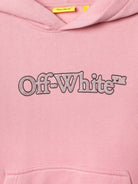 Felpa con cappuccio in cotone spesso Arrow per bambina Off - White Kids rosa con spalle scese - Rubino Kids