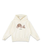 Felpa con cappuccio orso per bambino Palm Angels Kids beige con bordo a coste - Rubino Kids