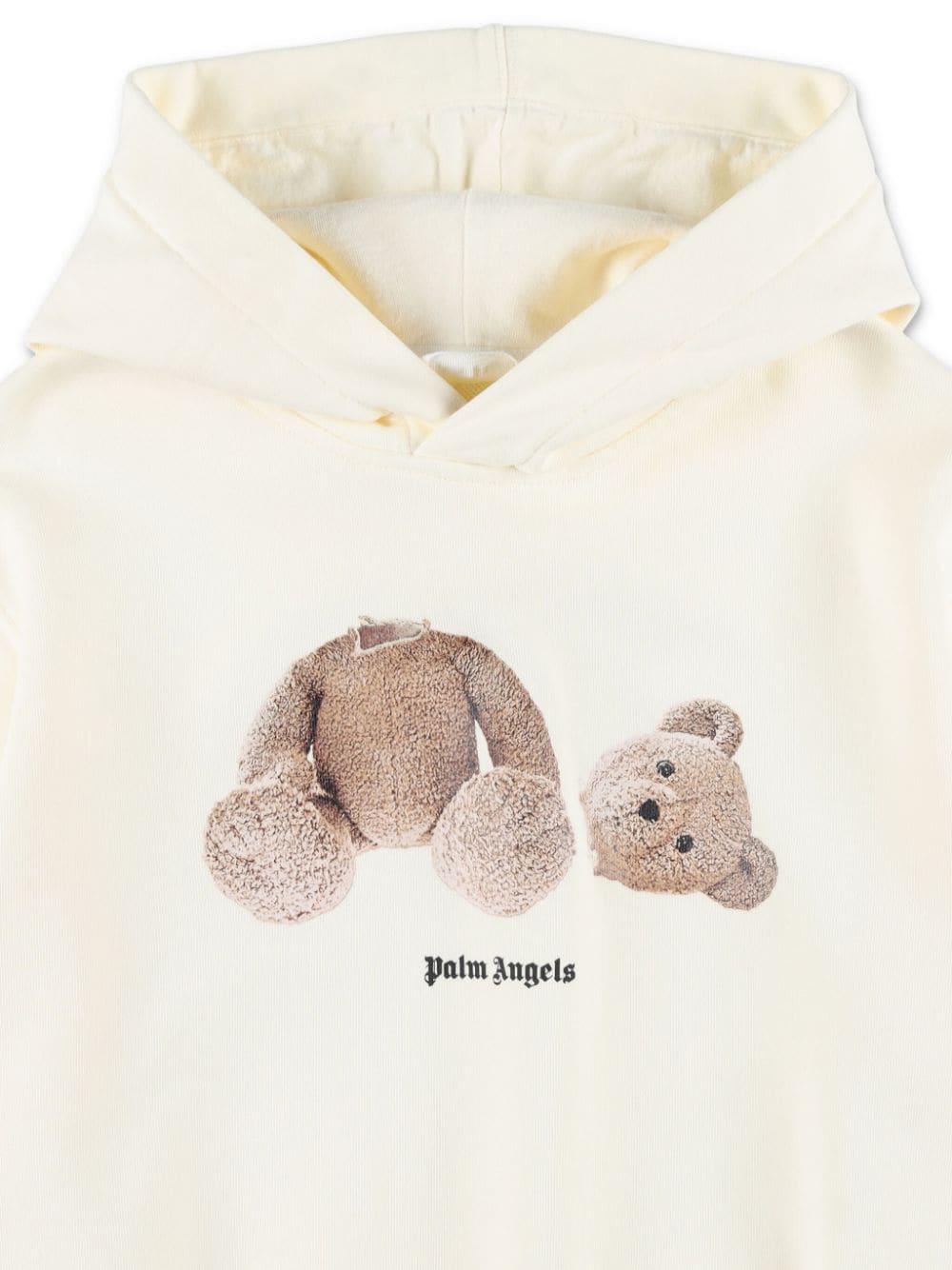 Felpa con cappuccio orso per bambino Palm Angels Kids beige con bordo a coste - Rubino Kids