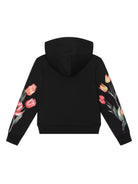 Felpa con cappuccio per bambina Dolce & Gabbana Kids nero con chiusura frontale con zip - Rubino Kids