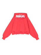 Felpa con cappuccio per bambina MSGM Kids rosso con logo ricamato - Rubino Kids