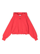 Felpa con cappuccio per bambina MSGM Kids rosso con logo ricamato - Rubino Kids