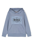 Felpa con cappuccio per bambino BOSS Kidswear blu con orlo dritto - Rubino Kids