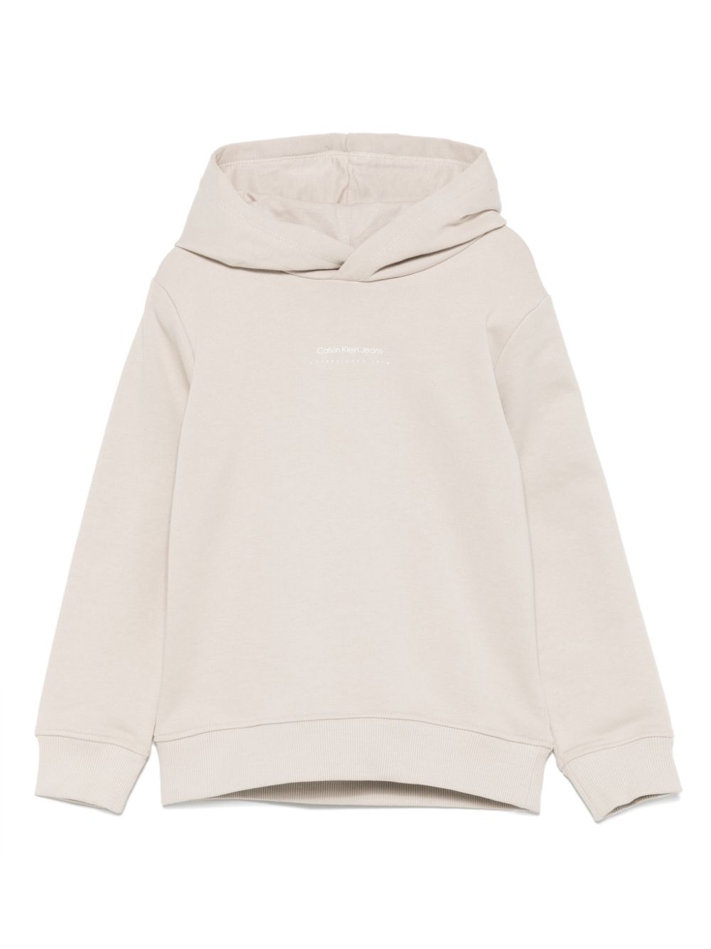 Felpa con cappuccio per bambino Calvin Klein Kids beige con orlo e polsini a coste - Rubino Kids