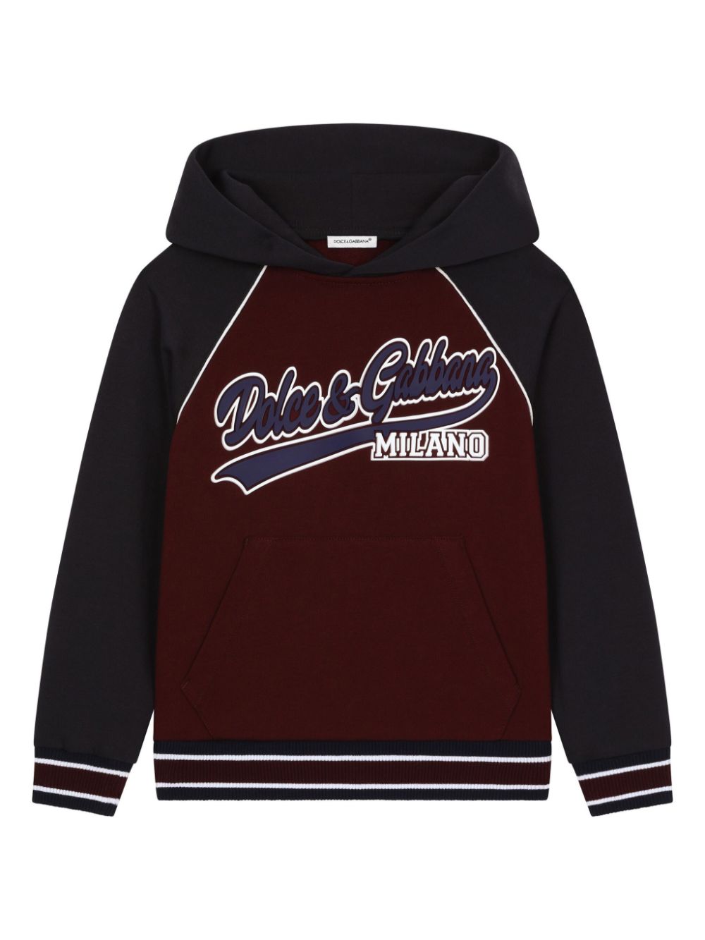 Felpa con cappuccio per bambino Dolce & Gabbana Kids rosso con dettaglio a righe - Rubino Kids