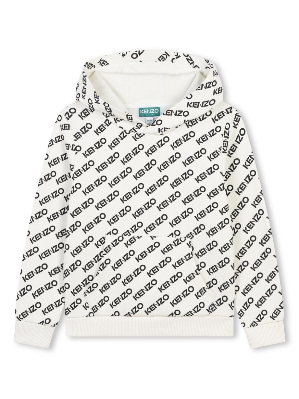 Felpa con cappuccio per bambino Kenzo Kids bianco con stampa con logo all - over - Rubino Kids