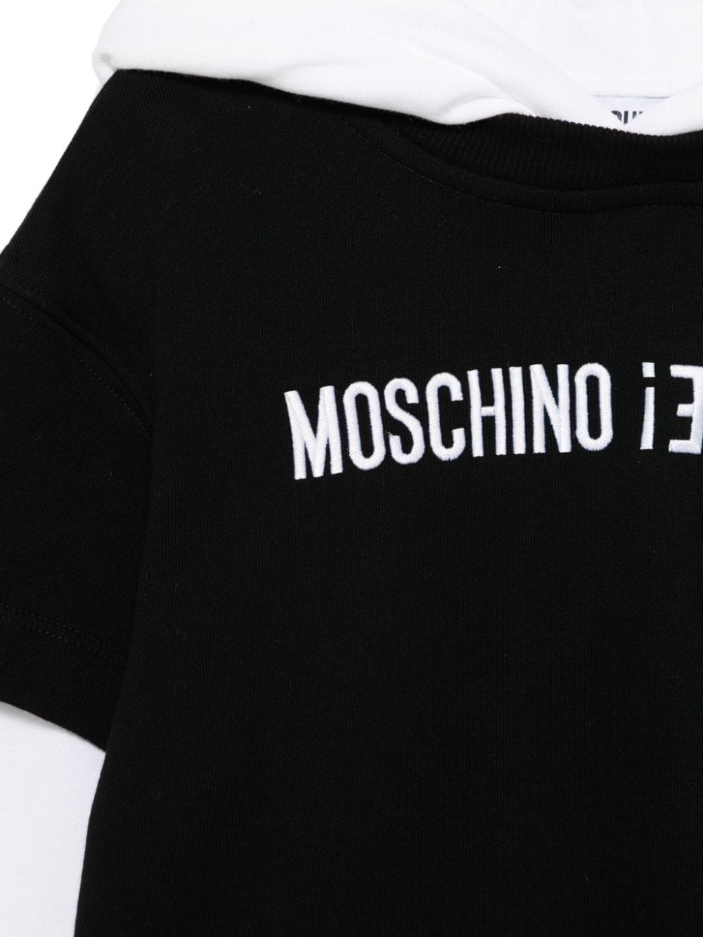 Felpa con cappuccio per bambino Moschino Kids nero con logo sul petto - Rubino Kids