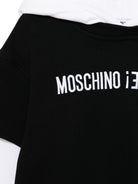 Felpa con cappuccio per bambino Moschino Kids nero con logo sul petto - Rubino Kids