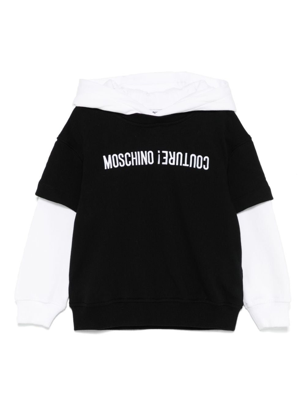 Felpa con cappuccio per bambino Moschino Kids nero con logo sul petto - Rubino Kids