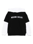 Felpa con cappuccio per bambino Moschino Kids nero con logo sul petto - Rubino Kids