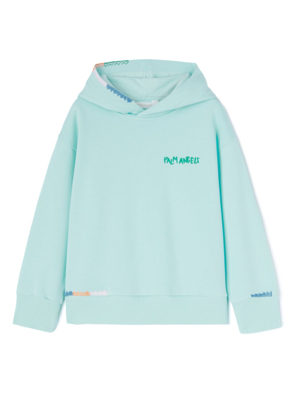 Felpa con cappuccio per bambino Palm Angels Kids azzurro con logo sul petto - Rubino Kids