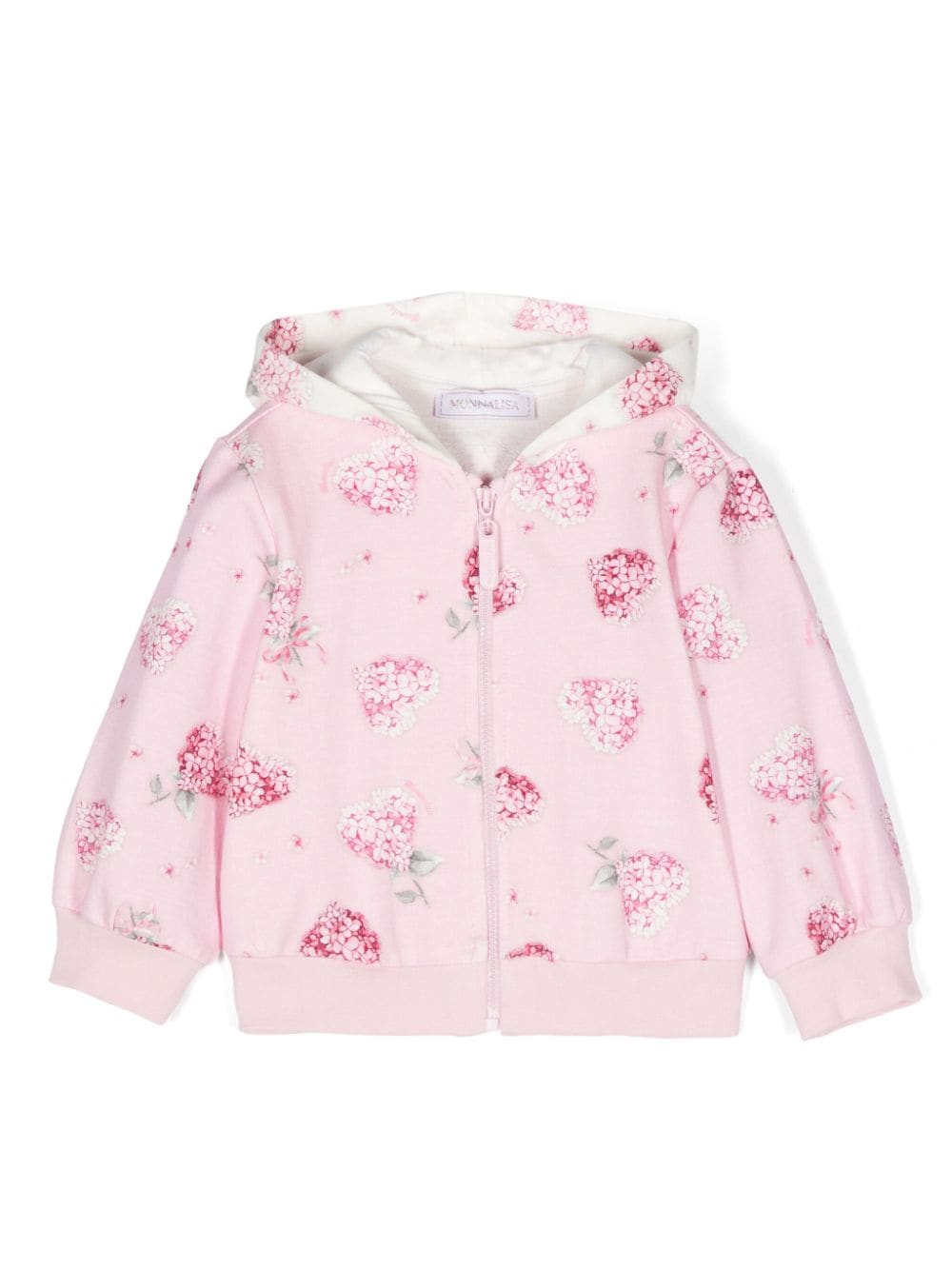 Felpa con cappuccio per neonata Monnalisa rosa con cotone elasticizzato - Rubino Kids