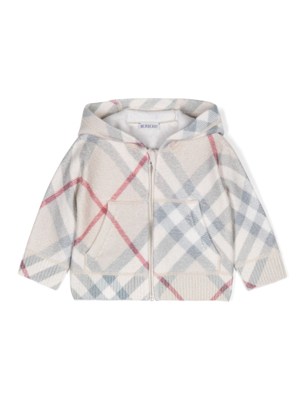 Felpa con cappuccio per neonato Burberry Kids beige con dettaglio a coste - Rubino Kids