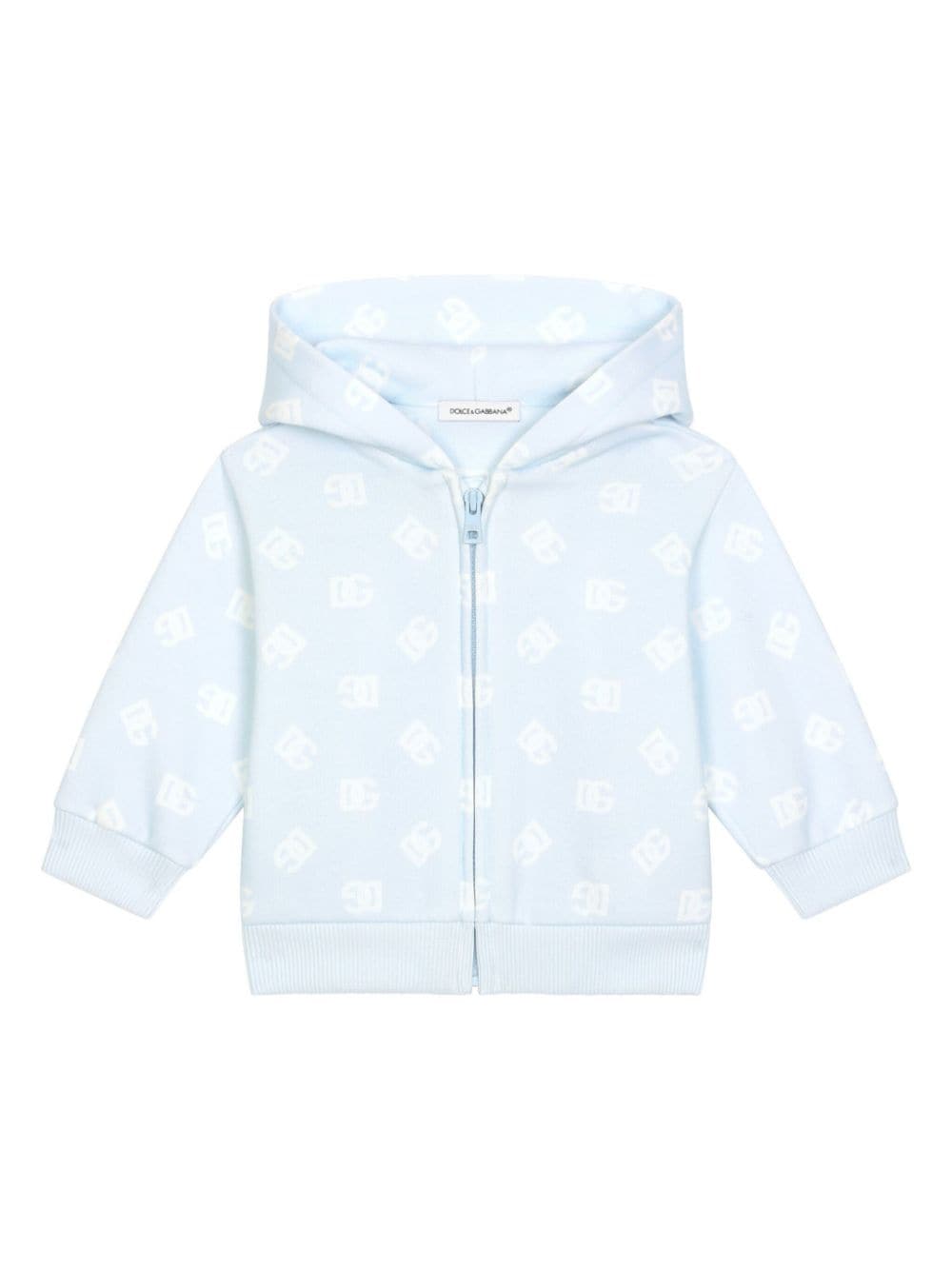 Felpa con cappuccio per neonato Dolce & Gabbana Kids azzurro con chiusura frontale con zip - Rubino Kids