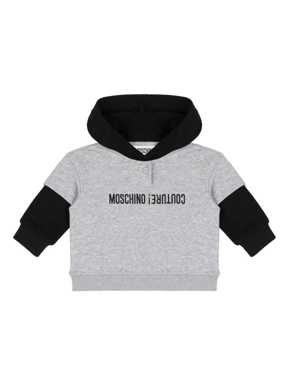 Felpa con cappuccio per neonato Moschino Kids grigio con design bicolore - Rubino Kids