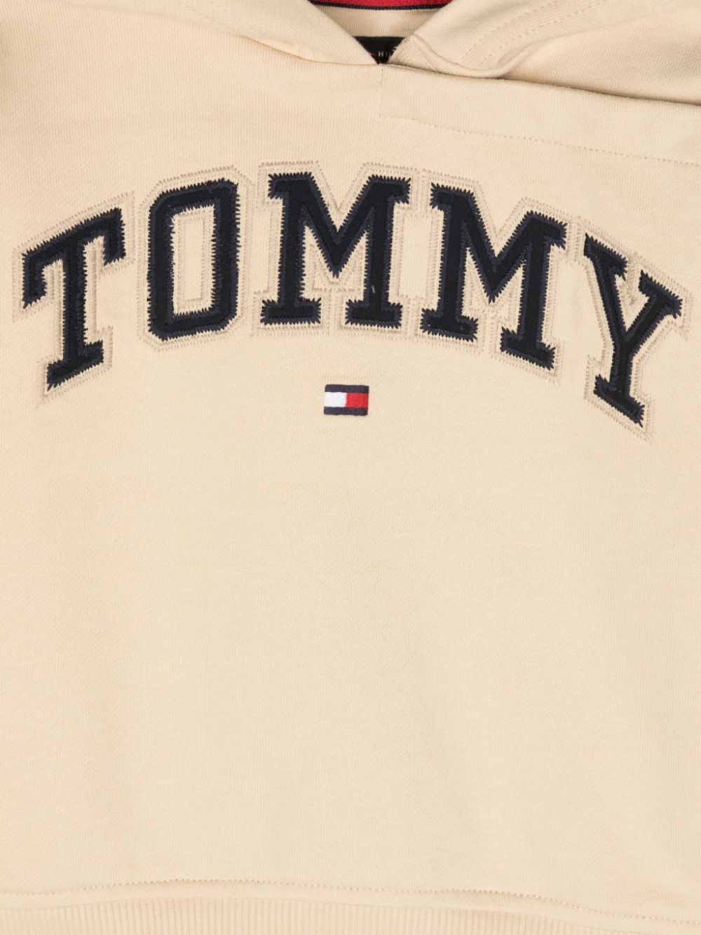 Felpa con cappuccio per neonato Tommy Hilfiger Junior beige con ricamo con logo frontale - Rubino Kids