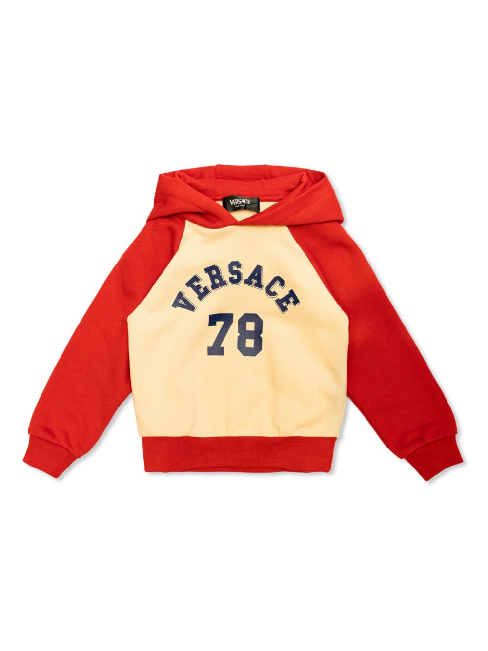 Felpa con cappuccio per neonato Versace Kids rosso con orli dritto - Rubino Kids