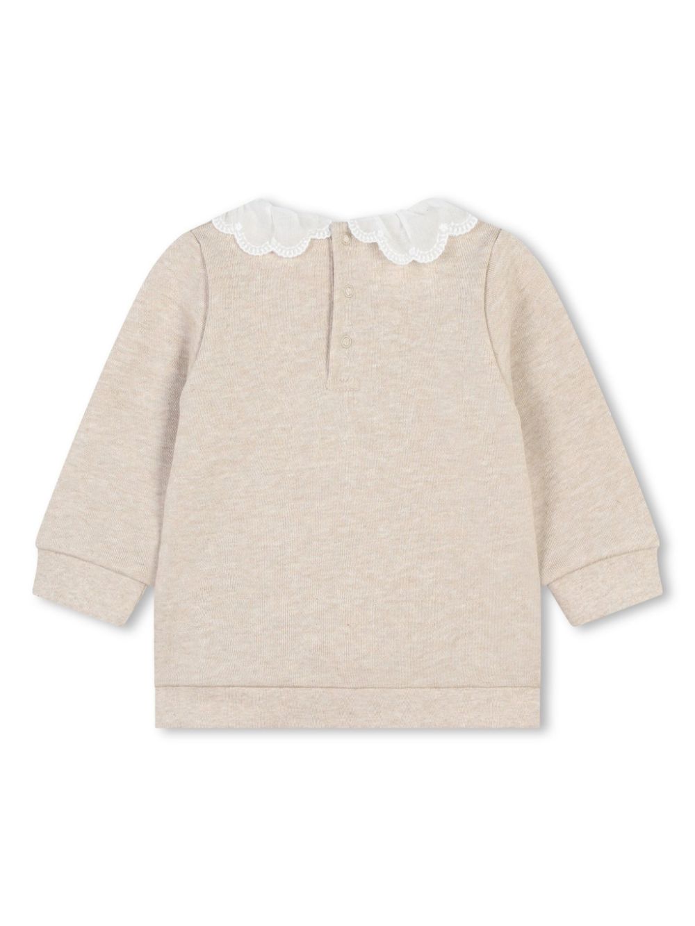 Felpa con colletto alla Peter Pan per neonata Chloé Kids beige con scollo rotondo - Rubino Kids