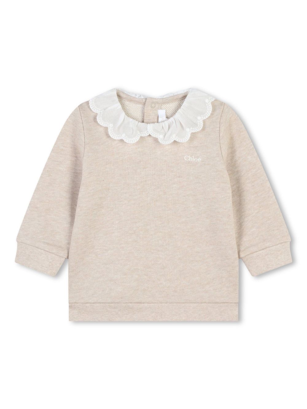 Felpa con colletto alla Peter Pan per neonata Chloé Kids beige con scollo rotondo - Rubino Kids