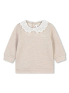 Felpa con colletto alla Peter Pan per neonata Chloé Kids beige con scollo rotondo - Rubino Kids