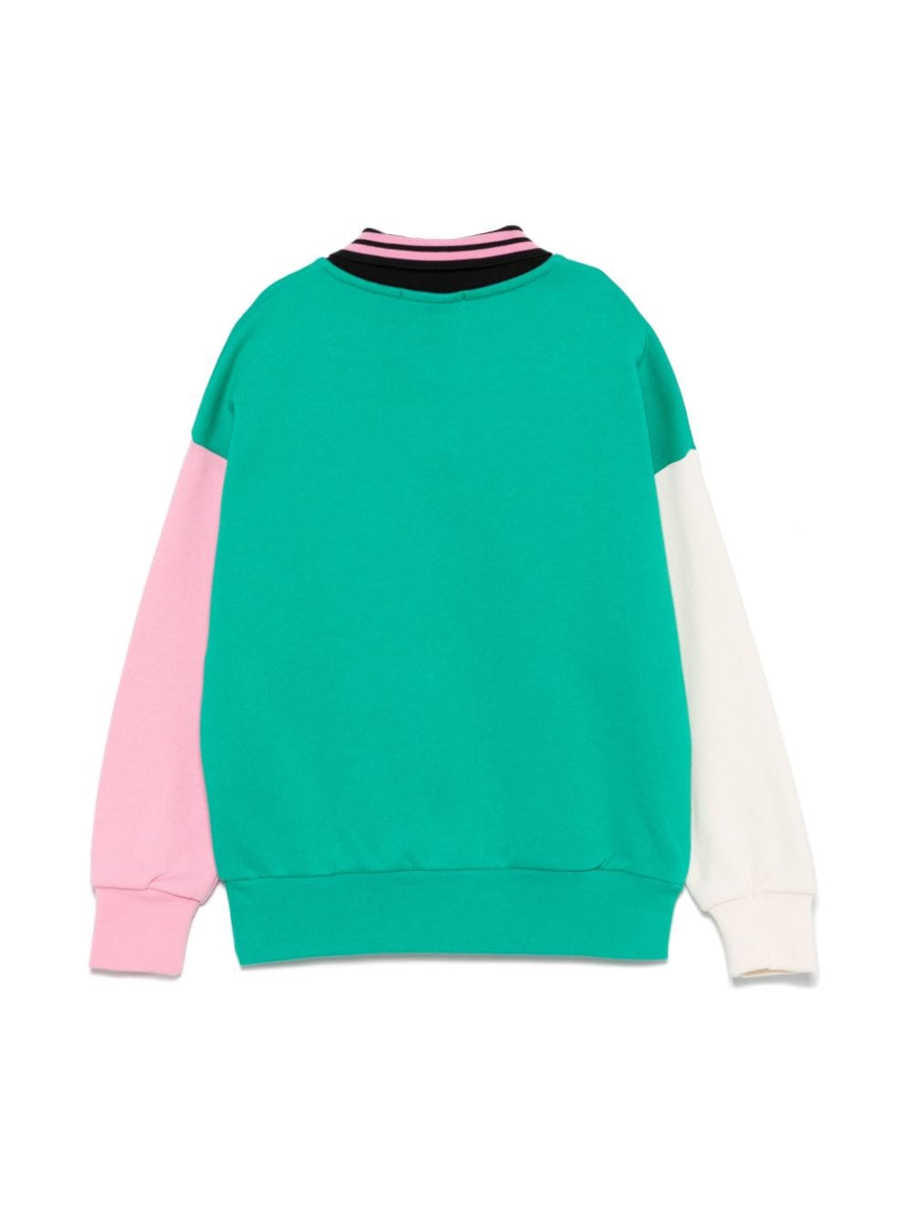 Felpa con design color - block per bambina MSGM Kids verde con scollo con spacco - Rubino Kids