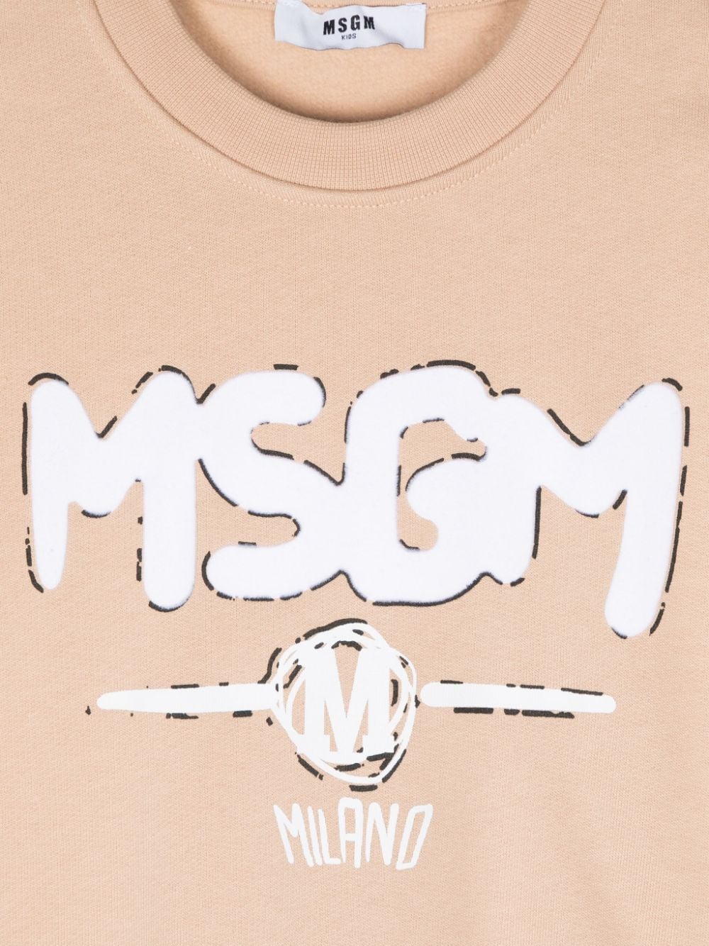 Felpa con logo per bambino MSGM Kids beige con fodera in pile - Rubino Kids