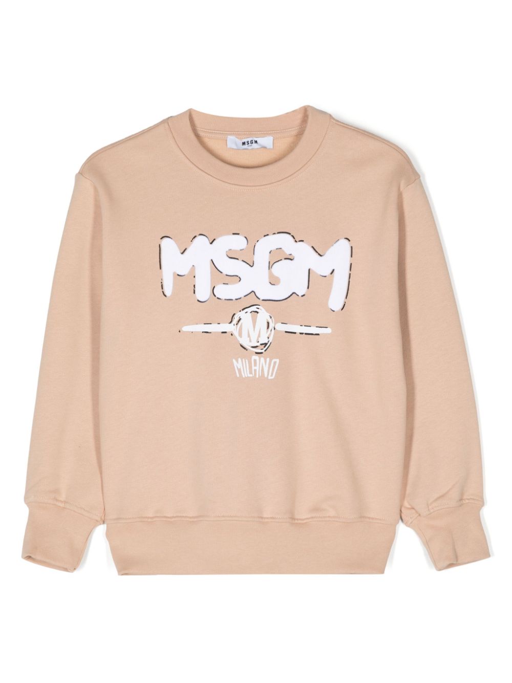 Felpa con logo per bambino MSGM Kids beige con fodera in pile - Rubino Kids