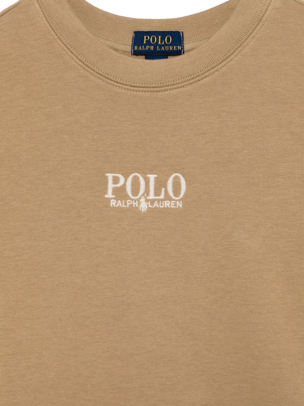 Felpa con logo ricamato per bambino Ralph Lauren Kids beige con scollo rotondo - Rubino Kids