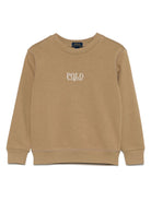 Felpa con logo ricamato per bambino Ralph Lauren Kids beige con scollo rotondo - Rubino Kids