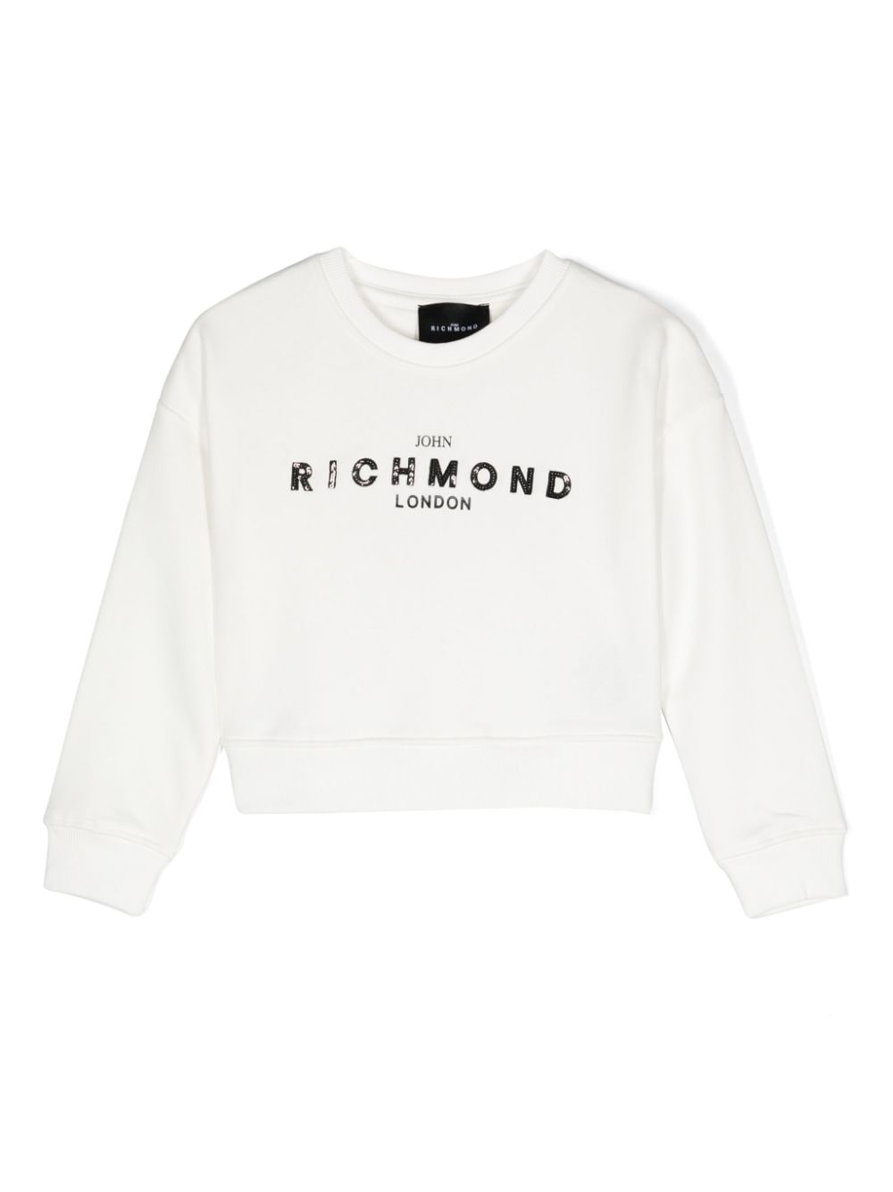 Felpa con paillettes per bambina John Richmond Junior bianco con trama jersey - Rubino Kids