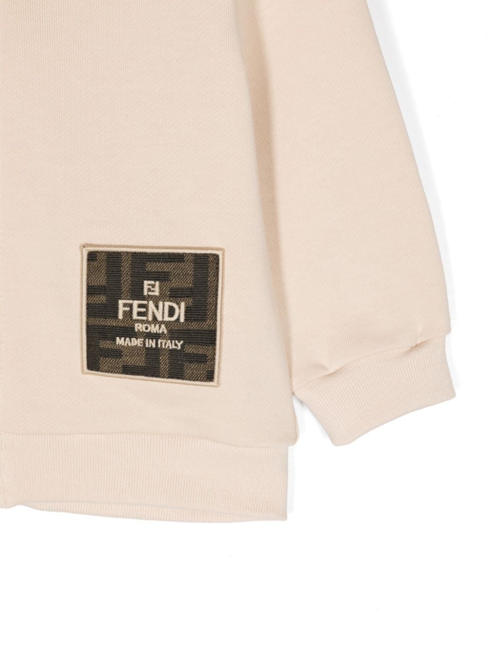 Felpa con patta sul davanti per neonato Fendi Kids beige con cappuccio - Rubino Kids