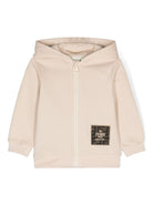 Felpa con patta sul davanti per neonato Fendi Kids beige con cappuccio - Rubino Kids