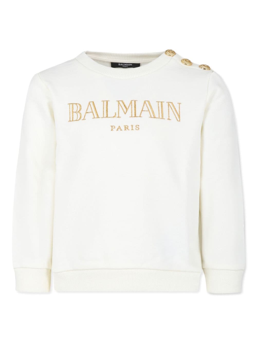 Felpa con ricamo per bambina Balmain Kids bianco con bottoni color oro - Rubino Kids