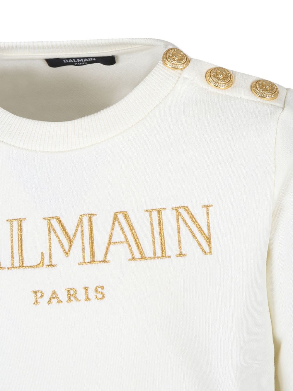 Felpa con ricamo per bambina Balmain Kids bianco con bottoni color oro - Rubino Kids