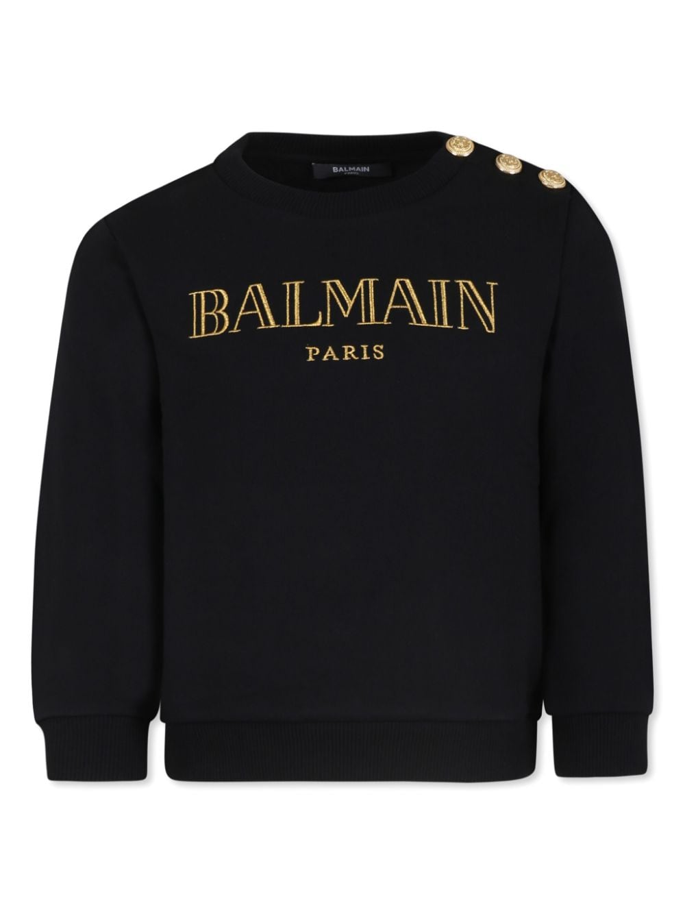 Felpa con ricamo per bambina Balmain Kids nero con girocollo - Rubino Kids