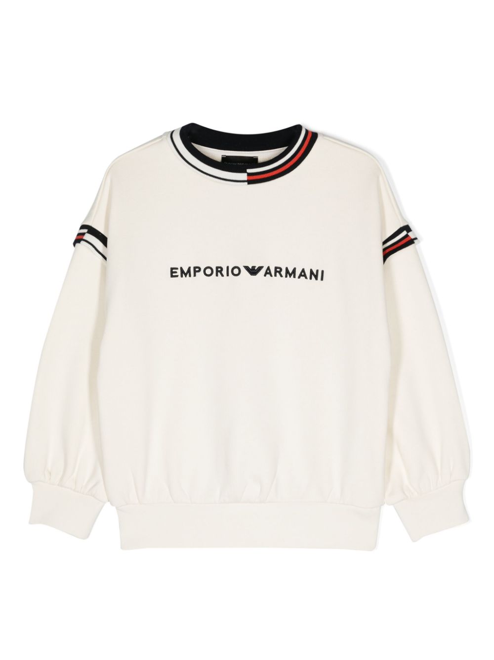 Felpa con ricamo per bambino Emporio Armani Kids bianco con maniche lunghe - Rubino Kids