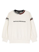 Felpa con ricamo per bambino Emporio Armani Kids bianco con maniche lunghe - Rubino Kids