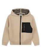 Felpa con ricamo per bambino Lanvin Enfant beige con logo intarsiato - Rubino Kids