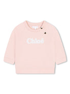 Felpa con ricamo per neonata Chloé Kids rosa con scollo rotondo - Rubino Kids