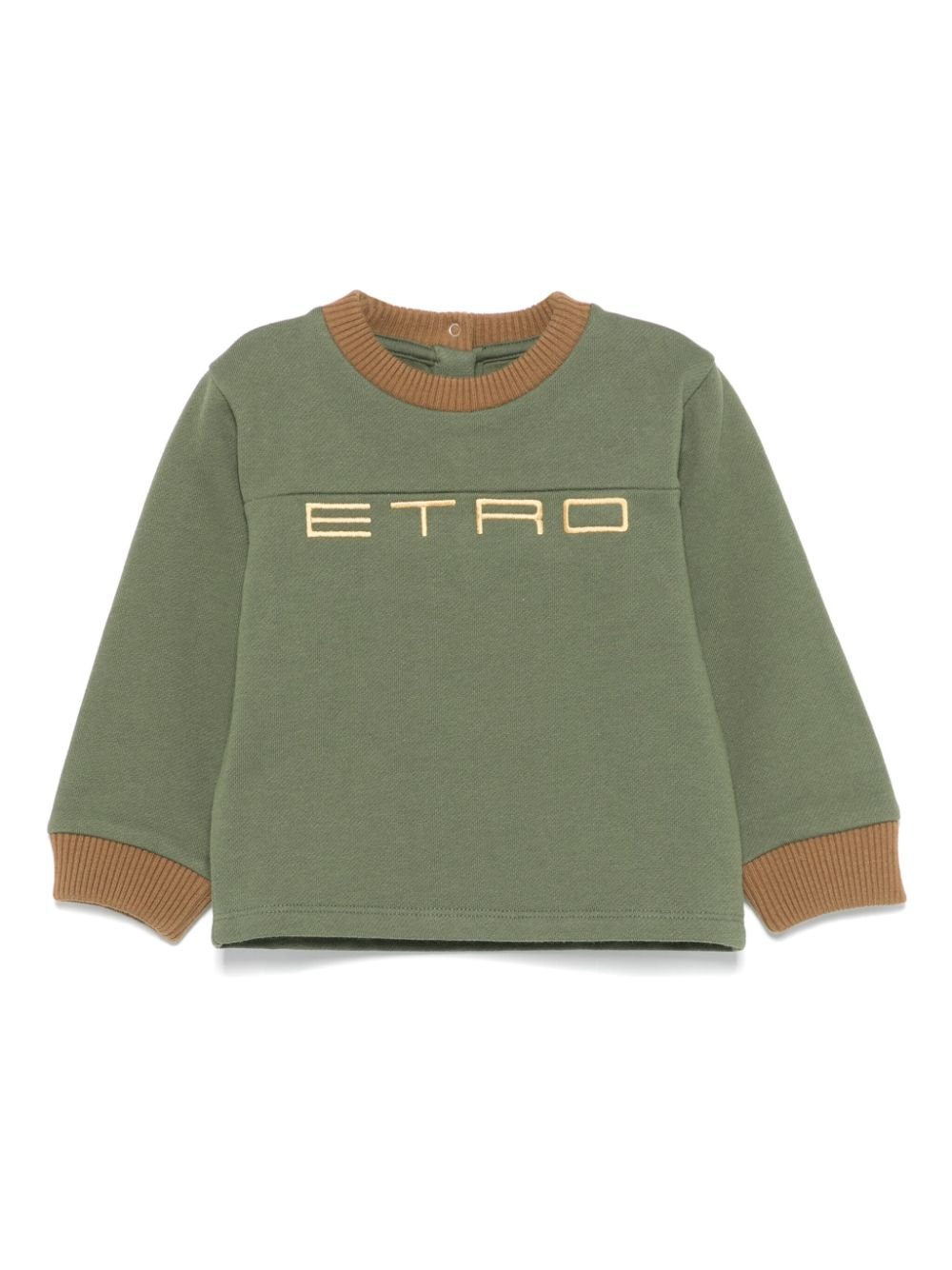 Felpa con ricamo per neonato ETRO KIDS verde con logo sul petto - Rubino Kids