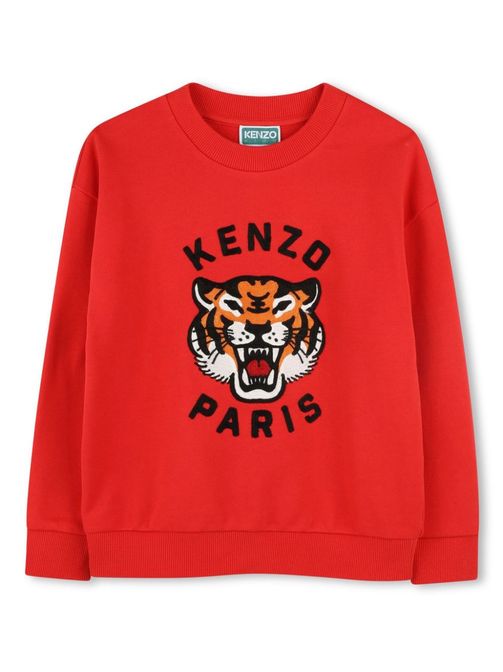 Felpa con ricamo Tiger Head per bambino Kenzo Kids rosso con maniche lunghe - Rubino Kids