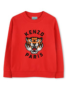 Felpa con ricamo Tiger Head per bambino Kenzo Kids rosso con maniche lunghe - Rubino Kids