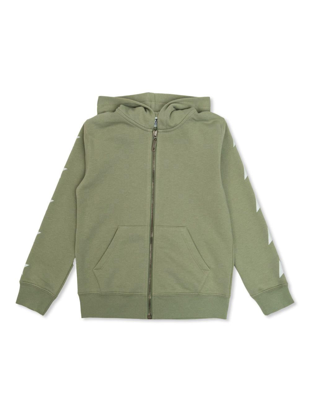 Felpa con stampa e cappuccio per bambino Golden Goose Kids verde con tasca frontale - Rubino Kids