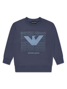 Felpa con stampa logo per bambino Emporio Armani Kids blu con girocollo - Rubino Kids