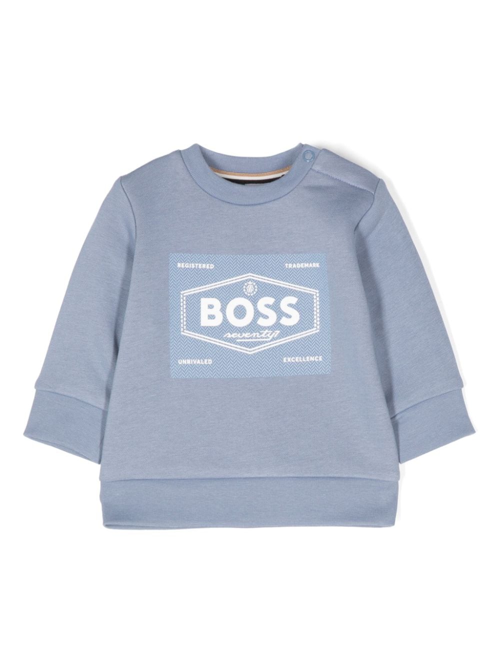 Felpa con stampa logo per neonato BOSS Kidswear blu con orlo dritto - Rubino Kids