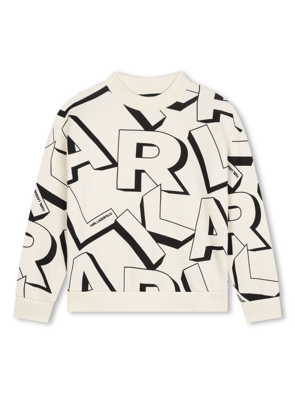 Felpa con stampa per bambino Karl Lagerfeld Kids bianca con trama effetto lana - Rubino Kids