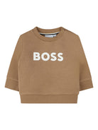 Felpa con stampa per neonato BOSS Kidswear marrone con trama jersey - Rubino Kids