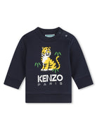 Felpa con stampa per neonato Kenzo Kids blu con scollo rotondo - Rubino Kids