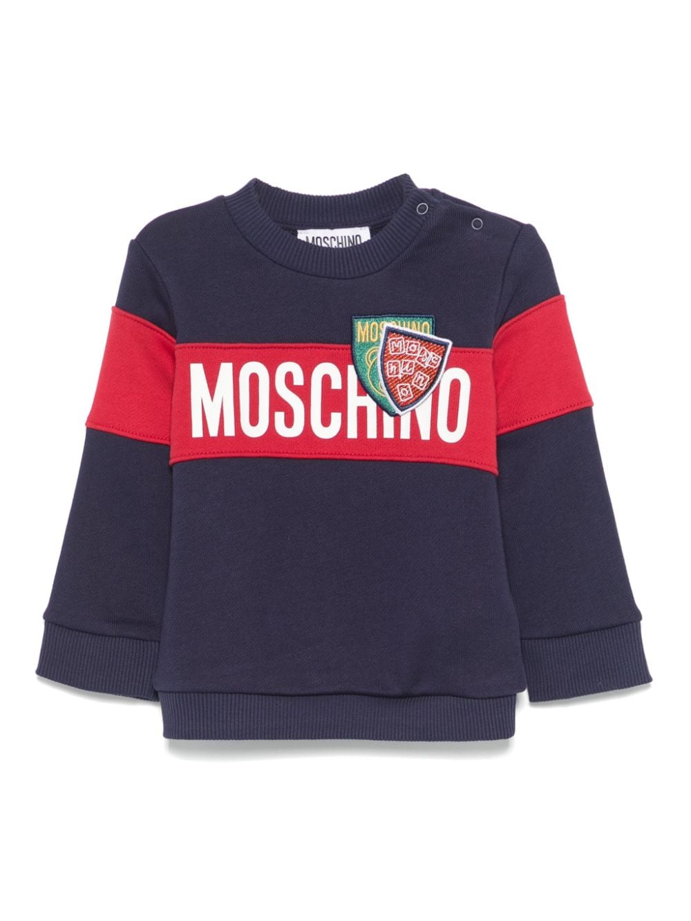 Felpa con stampa per neonato Moschino Kids blu con orlo dritto - Rubino Kids